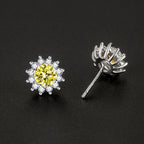 Yellow Stone Earrings in White Gold Tone