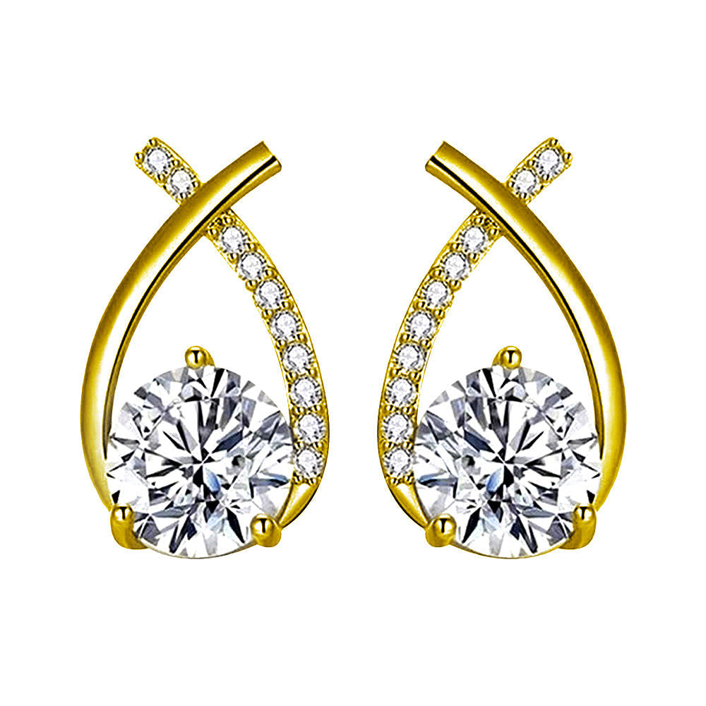 Crossover Solitaire Drop Earrings