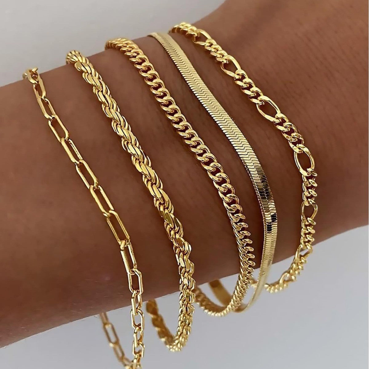 Five-Piece Mixed Chain Bracelet Set