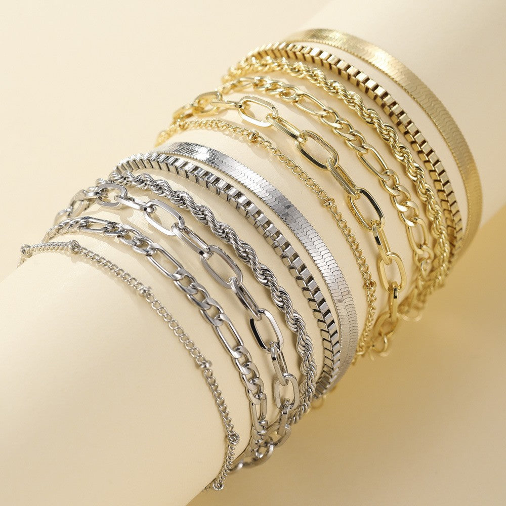 Five-Piece Mixed Chain Bracelet Set