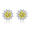 Yellow Stone Earrings in White Gold Tone