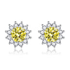 Yellow Stone Earrings in White Gold Tone