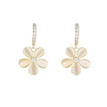 White Flower Drop Earrings in Gold Tone