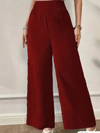 Wide-Leg Trousers with Smocked Side Panels