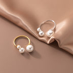 Adjustable Triple Freshwater Pearl S925 Ring in Two Tones