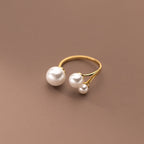 Adjustable Triple Freshwater Pearl S925 Ring in Two Tones