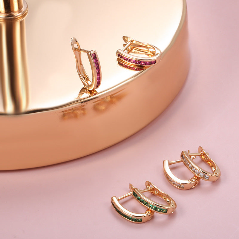Gold-Plated Zirconia Hinged Hoop Earrings