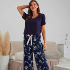 Cotton Crepe Loungewear Set with Airy Two-Piece Shape