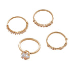 Gold-Tone Oval Zirconia Ring Set with Stacking Bands