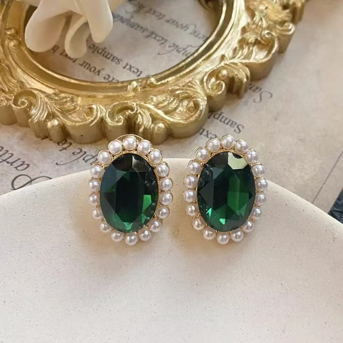 Conjunto de Joias de Pérolas e Efeito Esmeralda