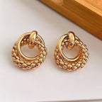 Vintage-Style Chunky Textured Gold-Tone Knot Earrings