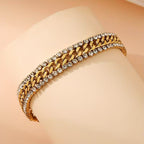 Wide Textured Gold-Tone Chain Bracelet