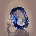 Vintage-Style Blue Zirconia Silver-Tone Ring