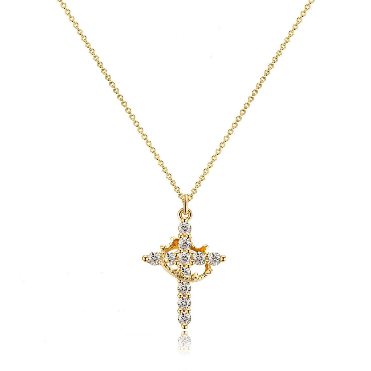 Cross and Crown Necklace in Many Finishes
