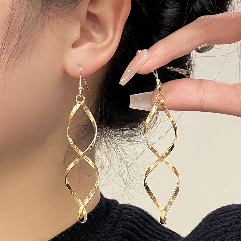 Spiral Dangle Earrings in Gold Tone