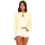 Cropped Long Sleeve Cardigan in Soft Knit for Easy Layering