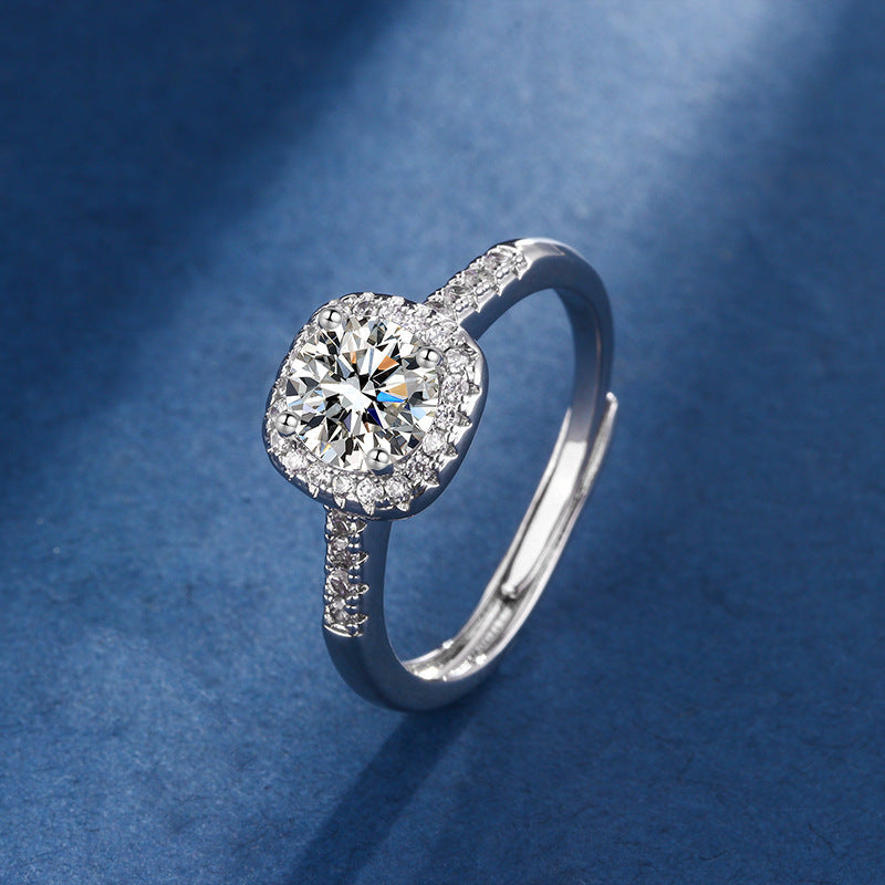 Square Stone Jewellery Set with Ring in White Gold Tone