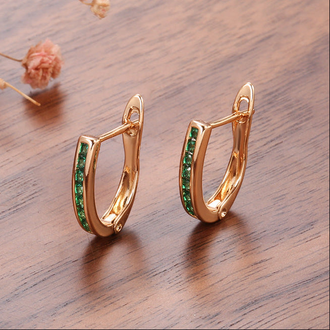 Gold-Plated Zirconia Hinged Hoop Earrings
