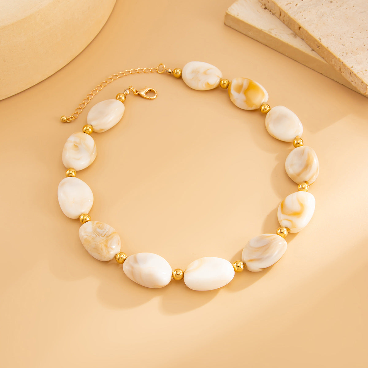 Bohemian Geometric Asymmetric Beaded Necklace