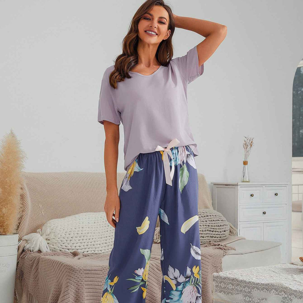 Cotton Crepe Loungewear Set with Airy Two-Piece Shape