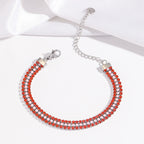 Armband met rij stenen in saffierlook, smaragdlook of robijnlook