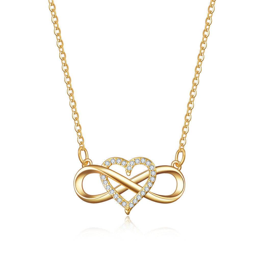 Goudkleurige ketting met liefdesknoop en oneindigheid