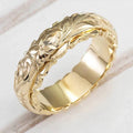 Vintage-Style Floral Engraved Gold-Plated Band Ring