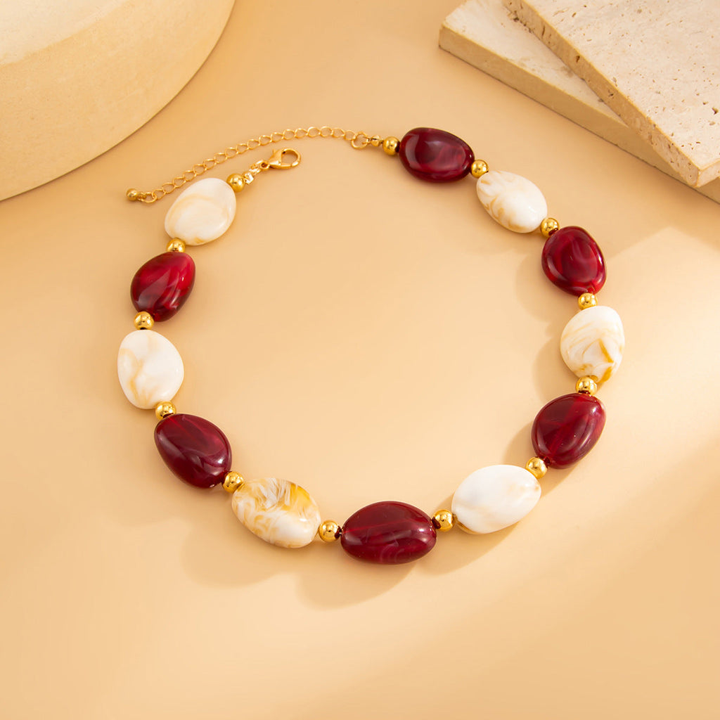 Bohemian Geometric Asymmetric Beaded Necklace