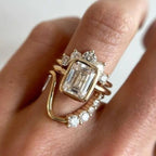 Vintage-Style Emerald-Cut Zirconia Gold-Plated Stacking Ring