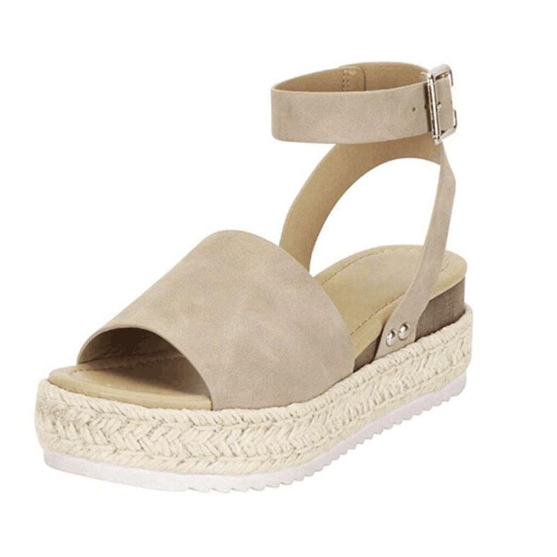 Jute Wedge Sandals with Ankle Strap