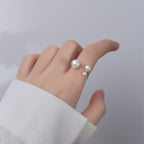 Adjustable Triple Freshwater Pearl S925 Ring in Two Tones