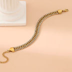 Wide Textured Gold-Tone Chain Bracelet