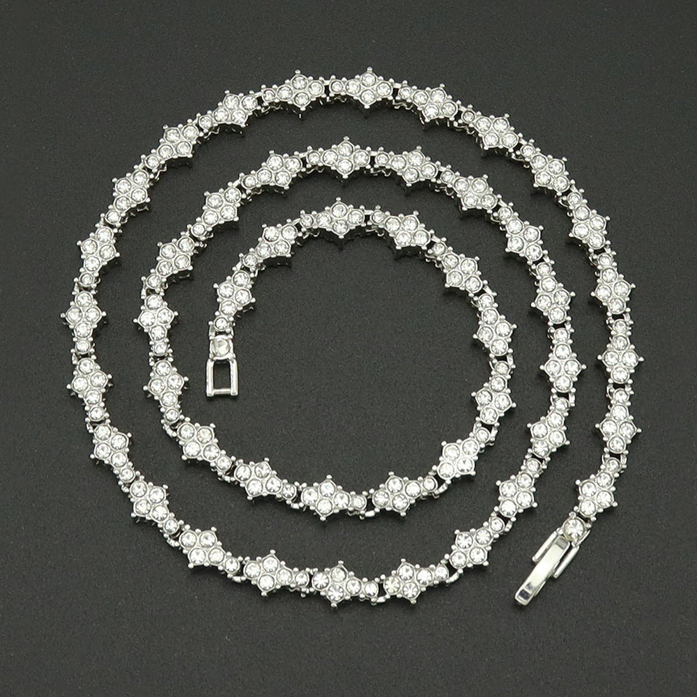 Classic Cluster Tennis Necklace in Two Metal Tones