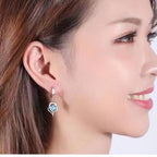 Heart Drop Earrings in White Gold Tone
