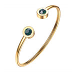 Gold-Tone Open Cuff with Round Green Stones