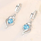 Heart Drop Earrings in White Gold Tone