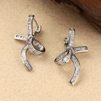 Baguette Diamond-Look Ribbon Drop Earrings