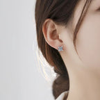 Flower Earrings in White Gold Tone