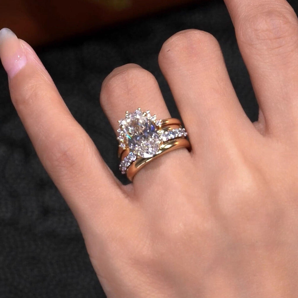 European-Style Stacked Zirconia Diamond-Look Ring