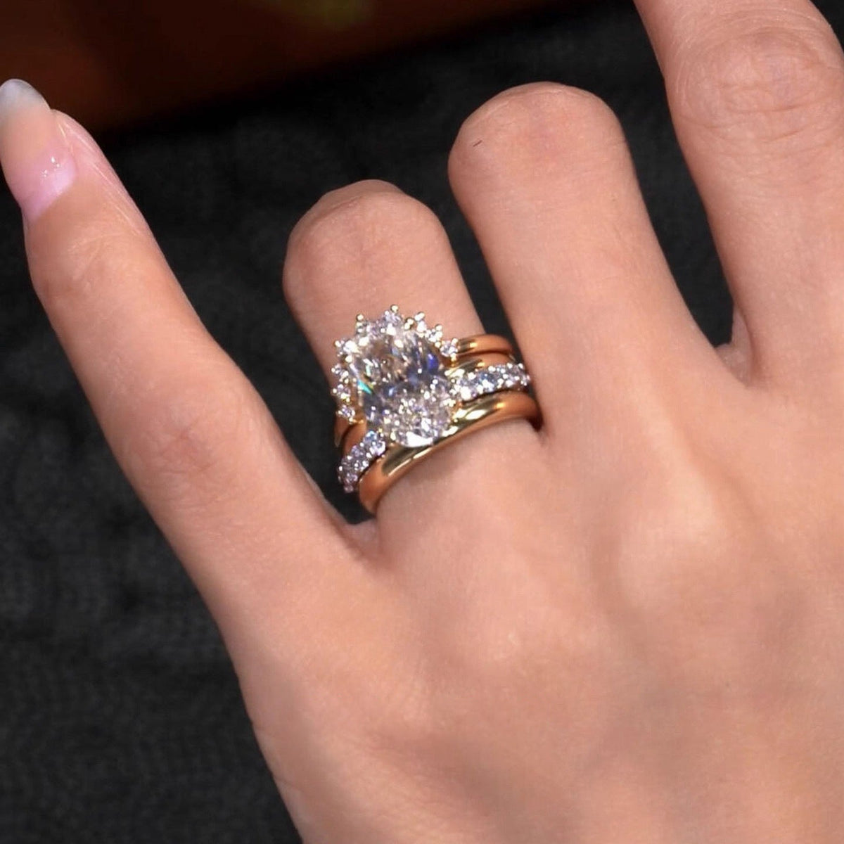 European-Style Stacked Zirconia Diamond-Look Ring