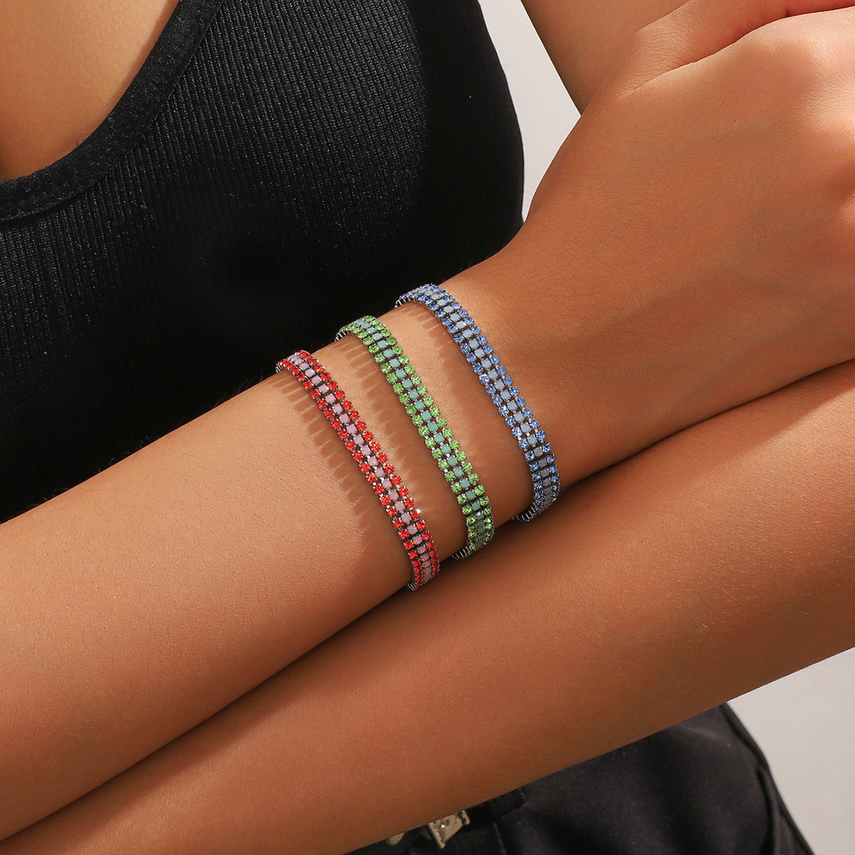 Stone Line Bracelet in Sapphire, Emerald or Ruby Look