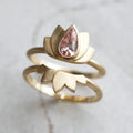 Vintage Pink Zirconia Lotus Flower Ring Set