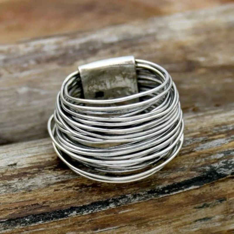 Handmade Vintage-Style Silver-Tone Wire Wrap Bracelet