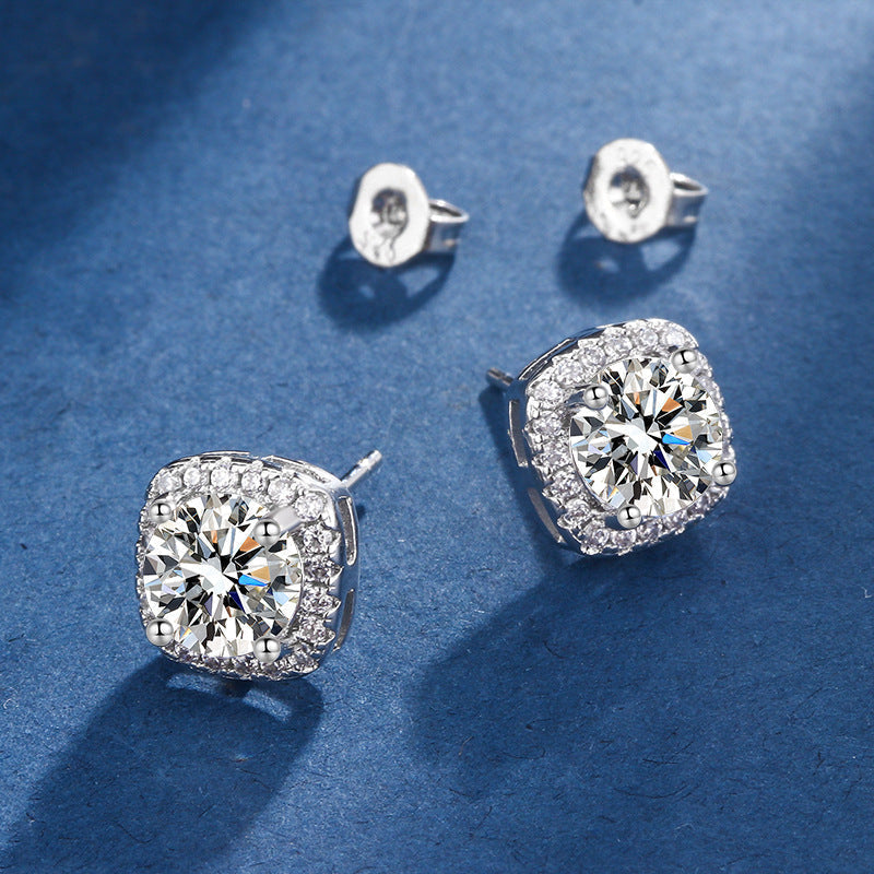 Square Stone Jewellery Set with Ring in White Gold Tone