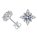 Flower Earrings in White Gold Tone