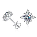 Flower Earrings in White Gold Tone