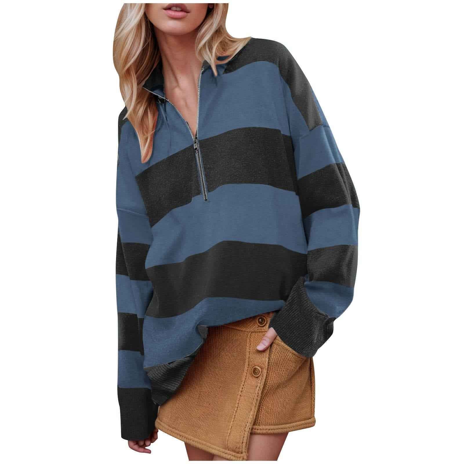 Half Zip Knitted Jumper with Long Sleeves and Relaxed Fit