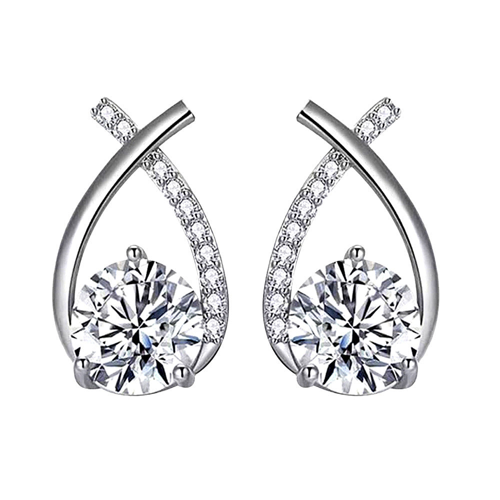 Crossover Solitaire Drop Earrings