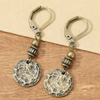 Vintage-Style Bronze-Tone Leverback Coin Drop Earrings