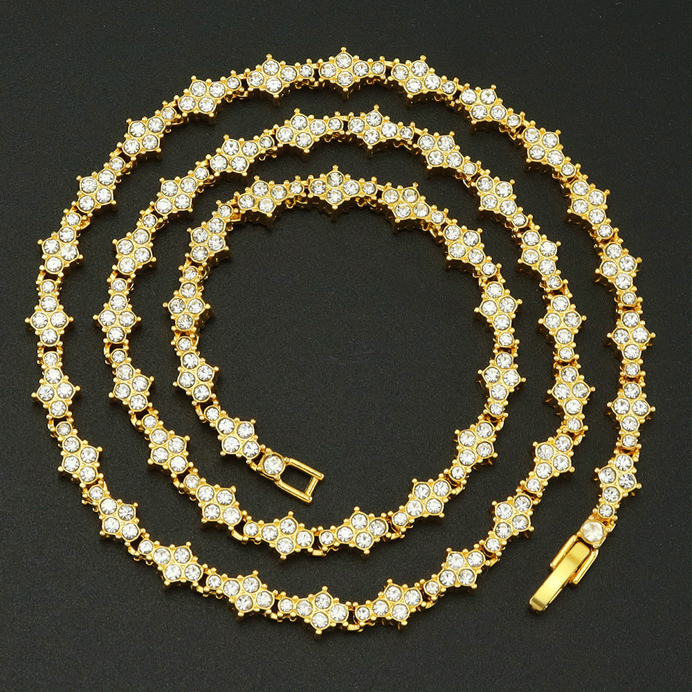 Classic Cluster Tennis Necklace in Two Metal Tones